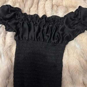 Seduction Off-the-Shoulder Black top with Cinched Waist